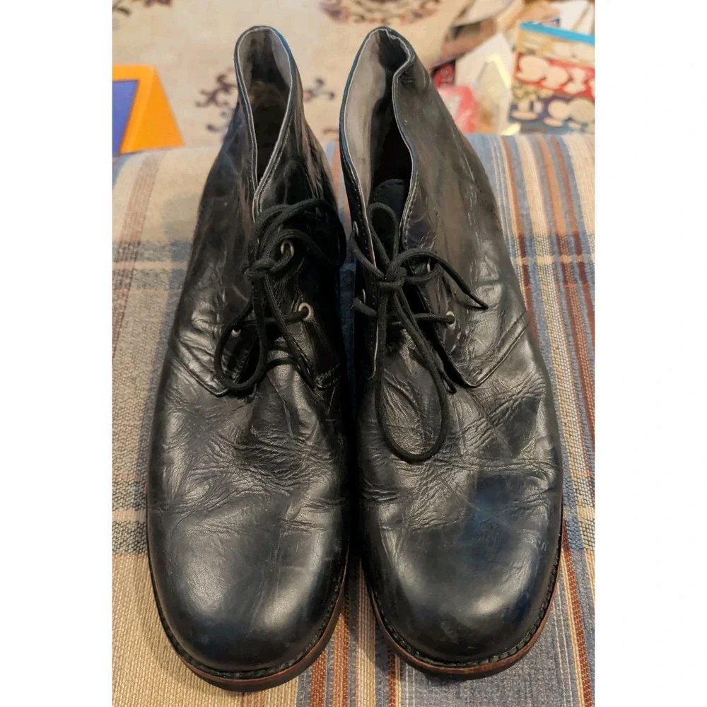 Men's 14 UGG Westly Chukka Boot 1002388 Black Crinkle Leather Sherpa Heel Lined